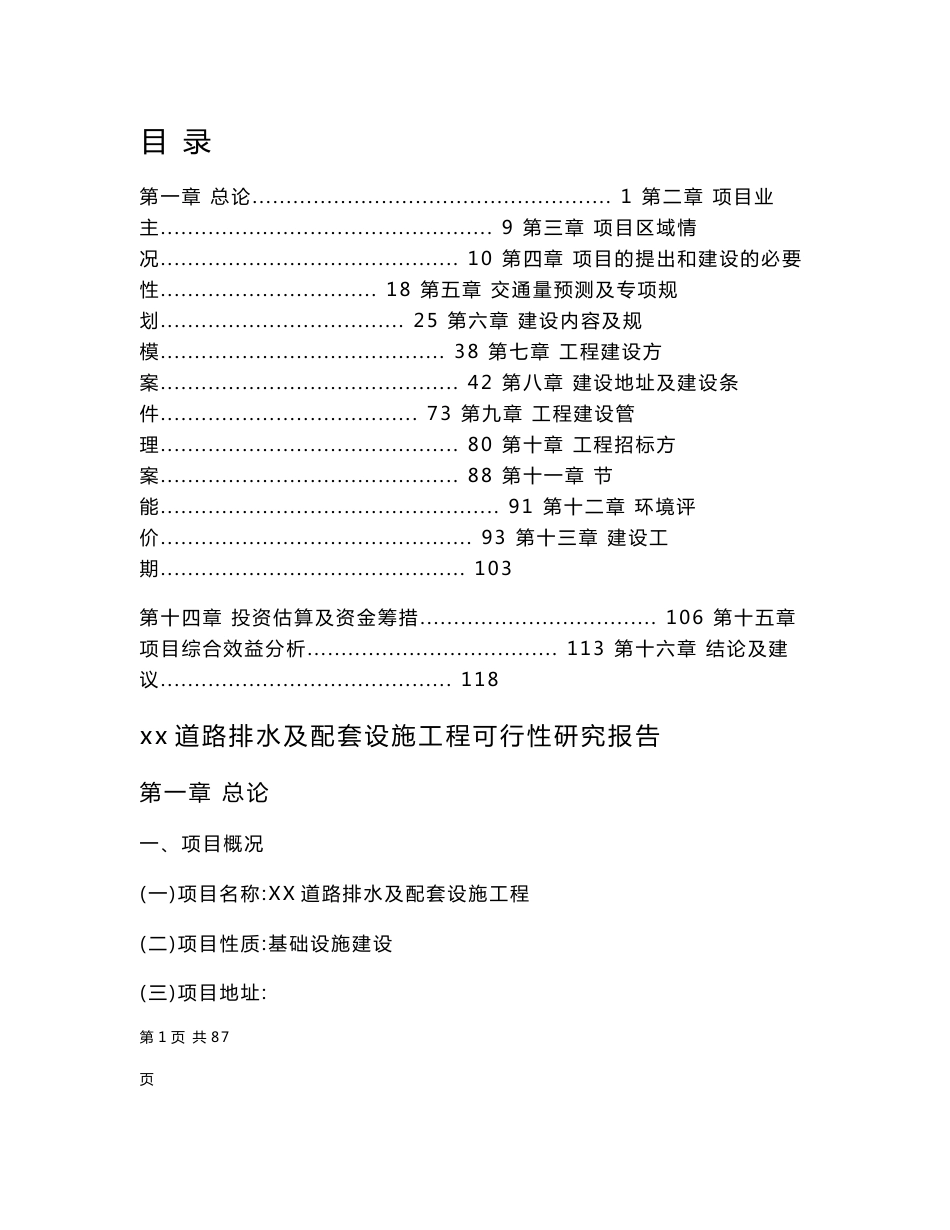 城市道路排水及配套设施工程可行性研究报告_第1页