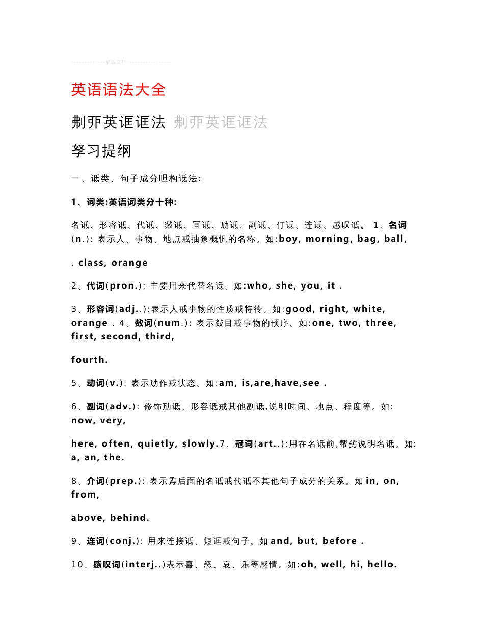初中英语语法大全[知识点总结可打印]_第1页