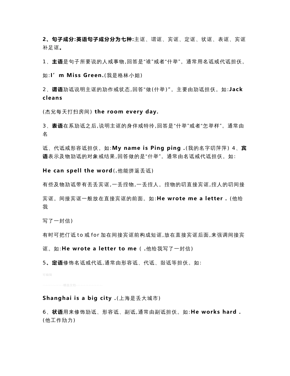 初中英语语法大全[知识点总结可打印]_第2页