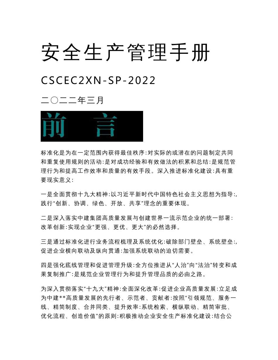 知名施工企业安全生产管理手册（制度管理、费用管理、技术管理）_第1页