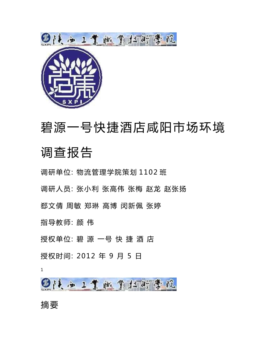 碧源酒店市场调研报告_第1页
