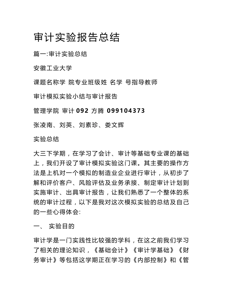 审计实验报告总结_第1页