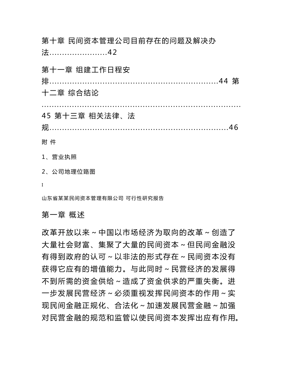 山东省某某民间资本管理有限公司设立可行性研究报告_第2页