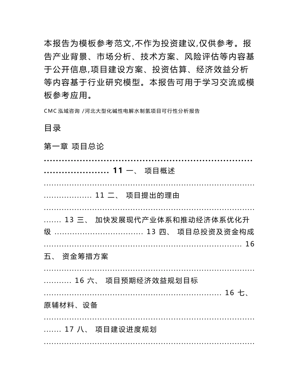 河北大型化碱性电解水制氢项目可行性分析报告-（参考模板）_第3页