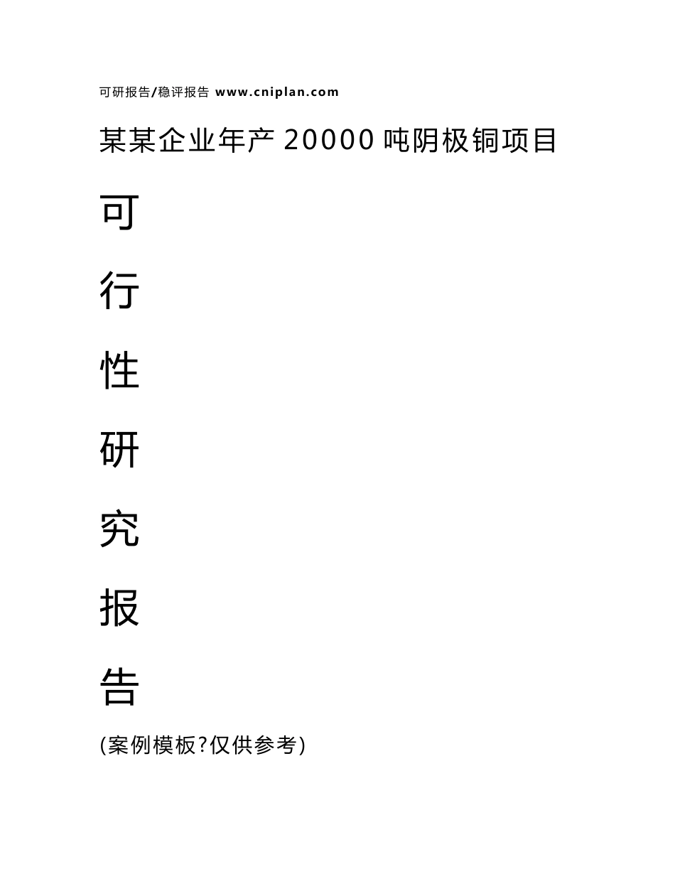 中撰-某某企业年产20000吨阴极铜项目可行性研究报告_第1页