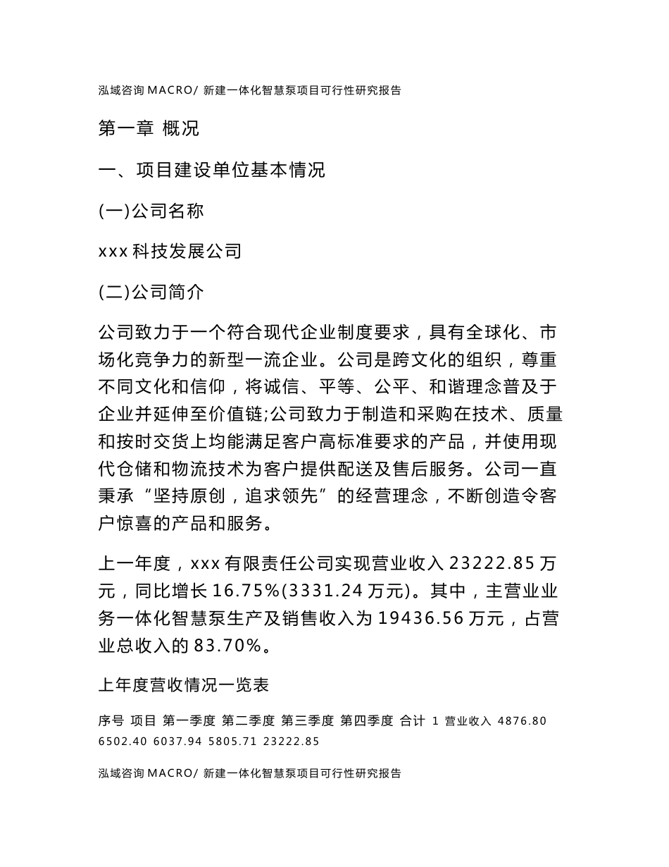 新建一体化智慧泵项目可行性研究报告范本立项申请分析_第1页