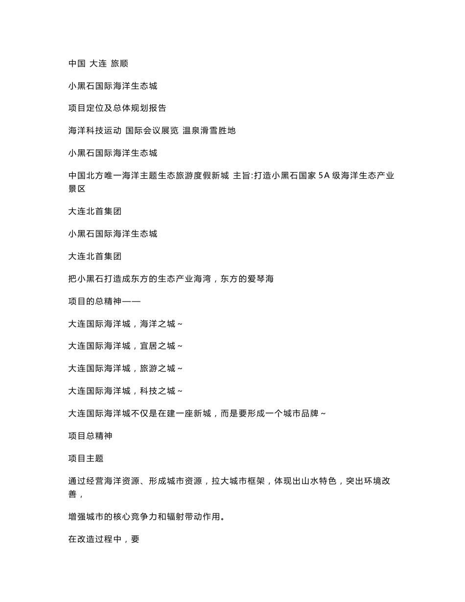 小黑石国际海洋生态城项目定位及总体规划报告_第1页