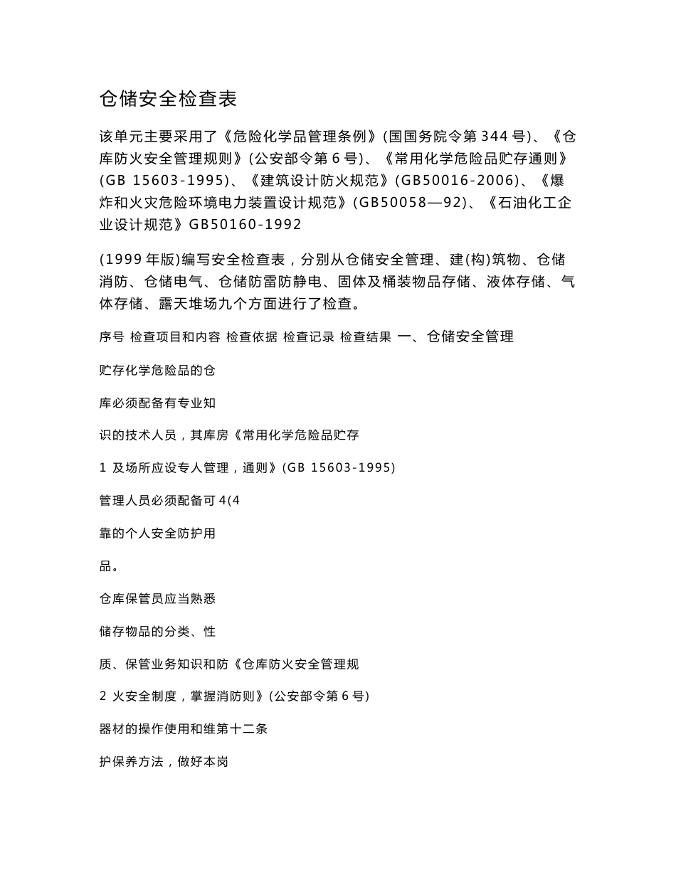 仓储安全检查表_第1页
