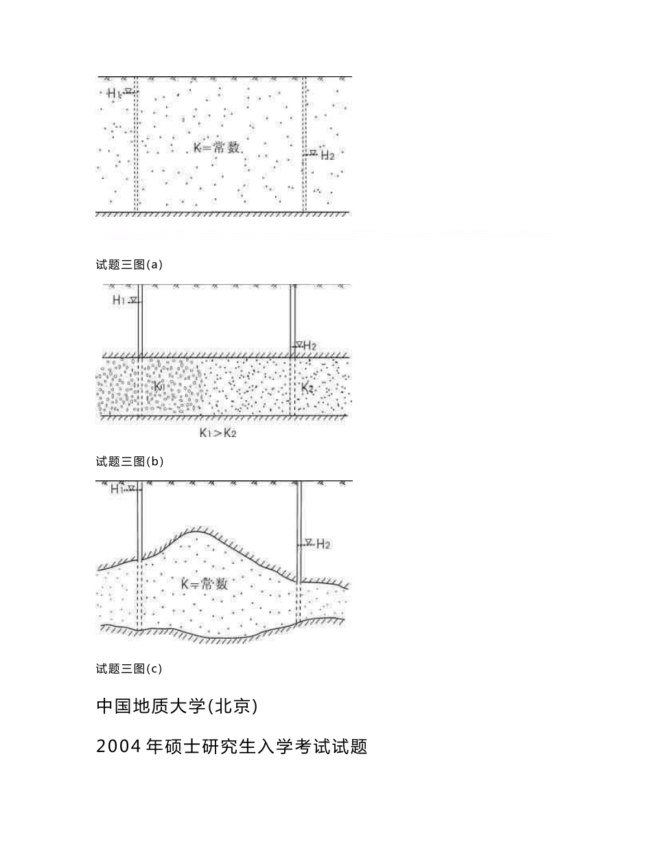 中国地质大学(北京)水文地质学基础考研真题_第2页