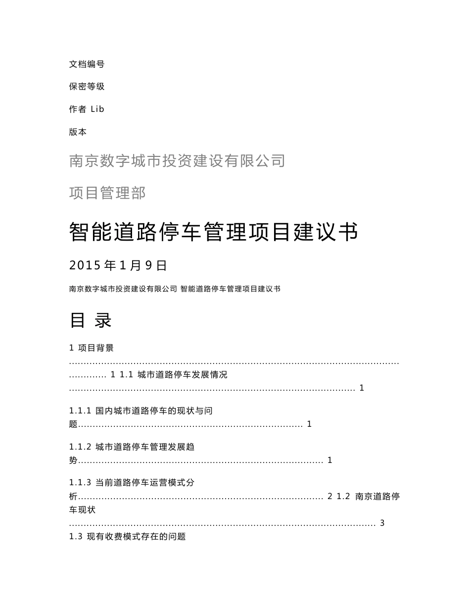道路停车项目建议书_第1页