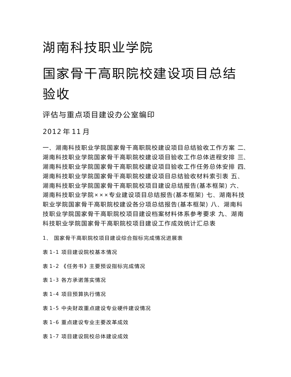 骨干高职院校建设项总结验收工作手册_第1页
