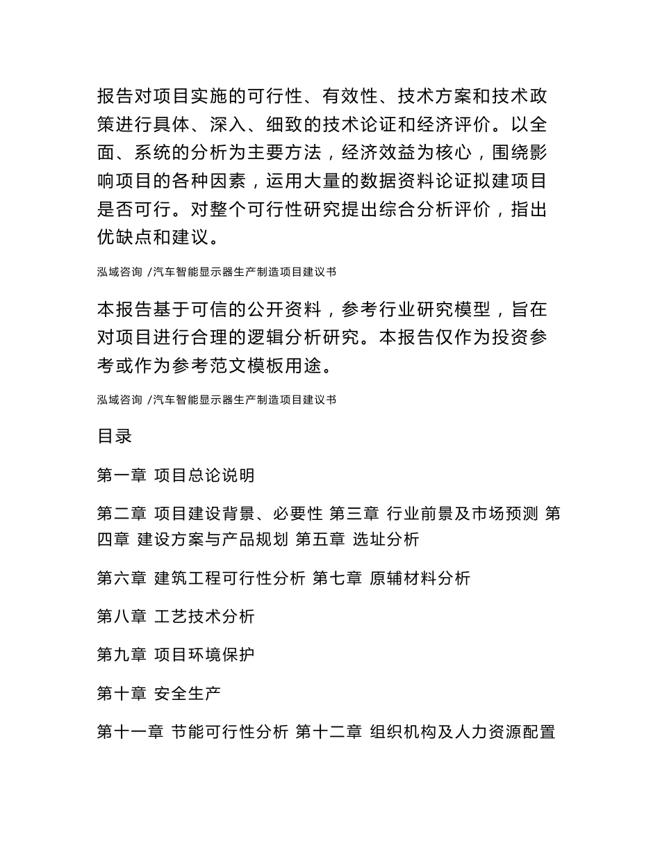 汽车智能显示器生产制造项目建议书_第3页