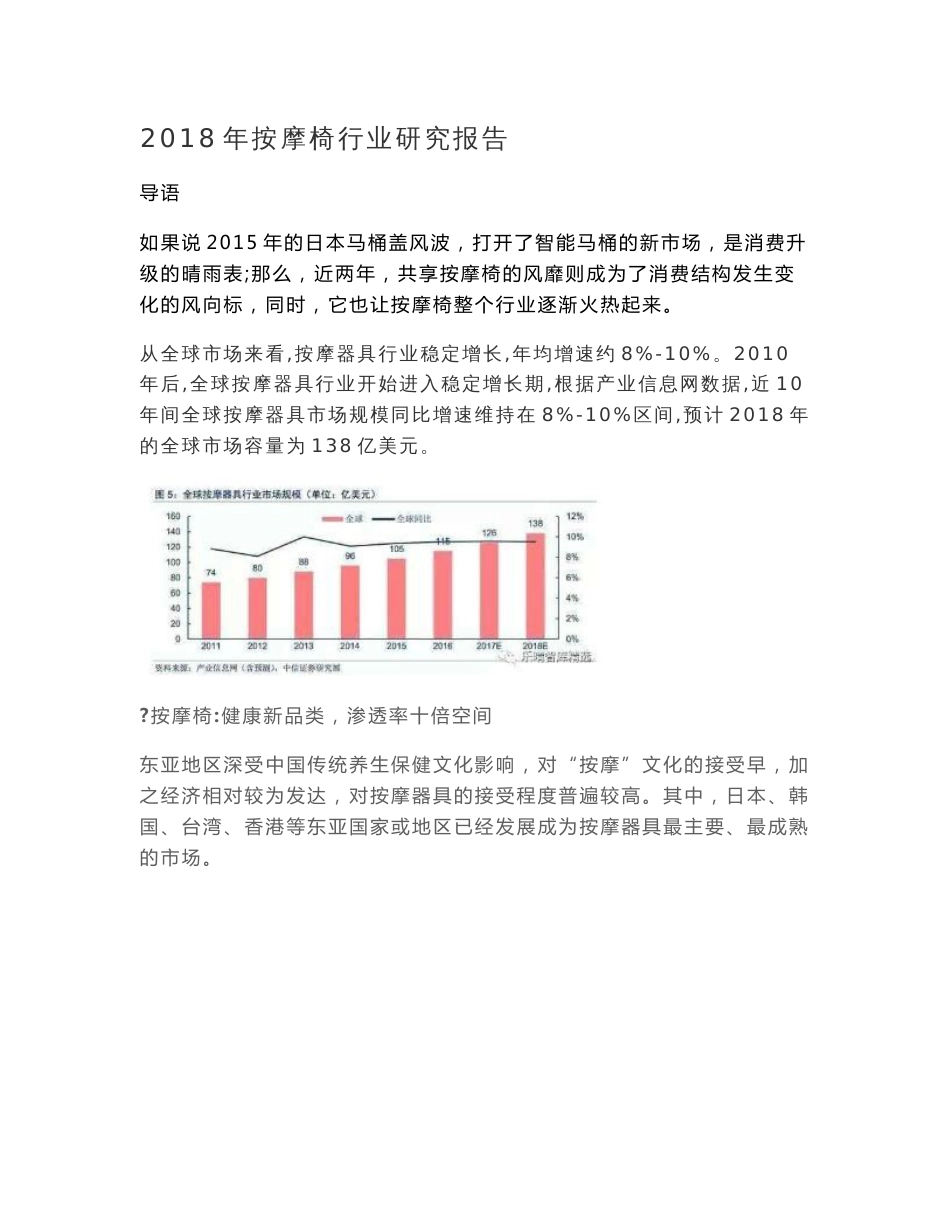 行业研究报告- 2018年按摩椅行业研究报告_第1页