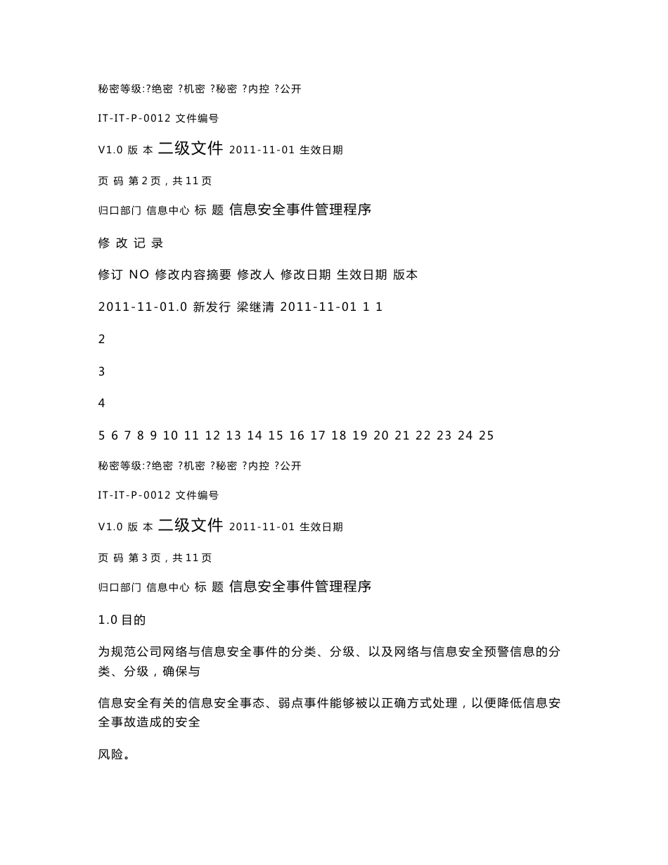 it-it-p-0012 信息安全事件管理程序_第2页