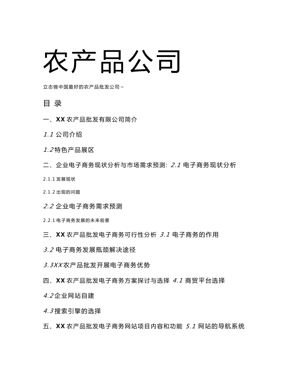某农产品电子商务策划书_第1页