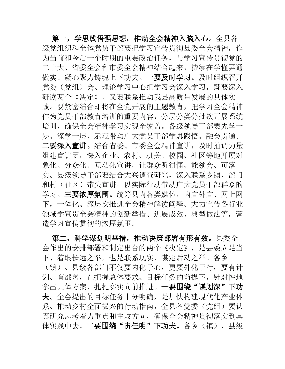 2023-2024书记在县委全会上的讲话_第2页