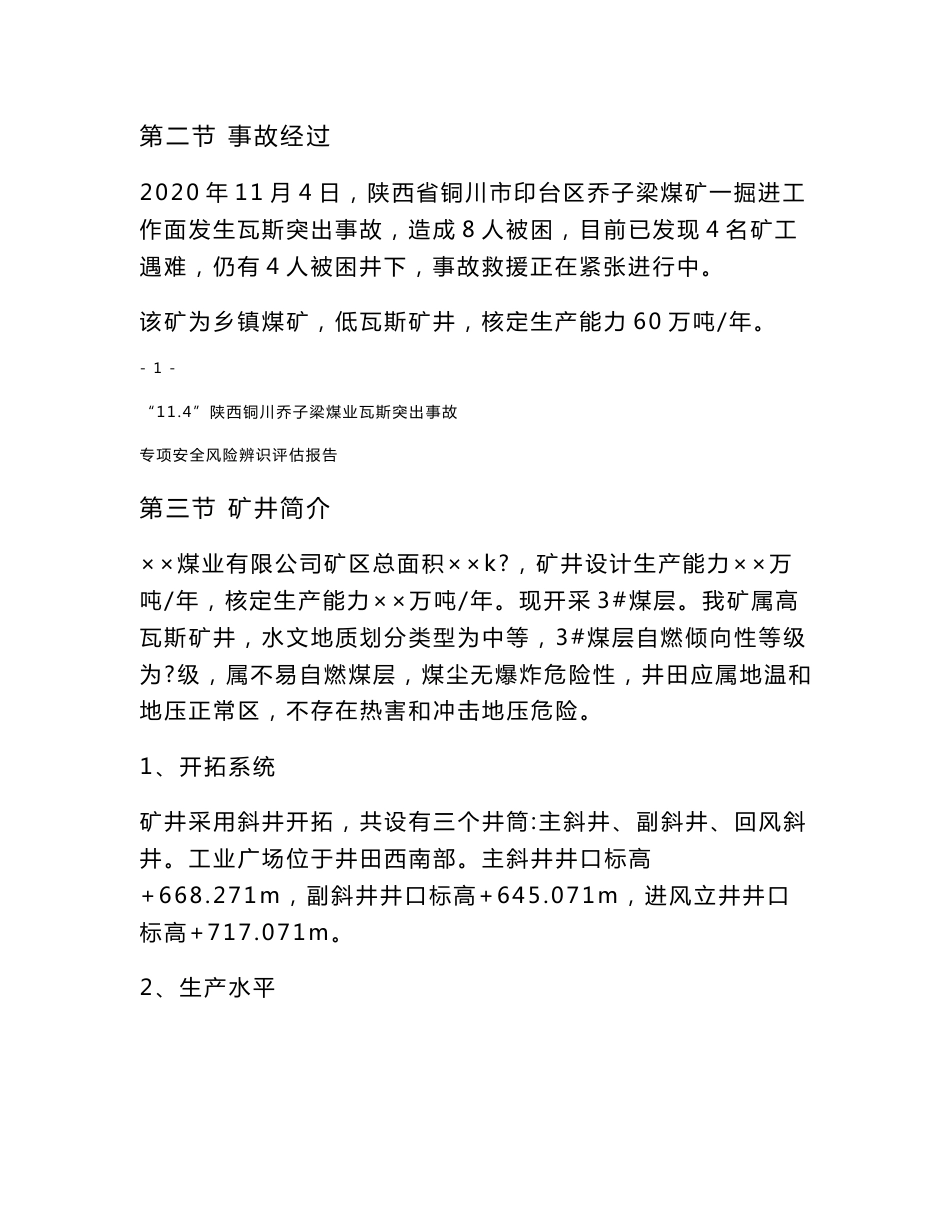 “11.4”陕西铜川乔子梁煤业瓦斯突出事故专项安全风险辨识评估报告（含工作方案及评审结论）_第3页