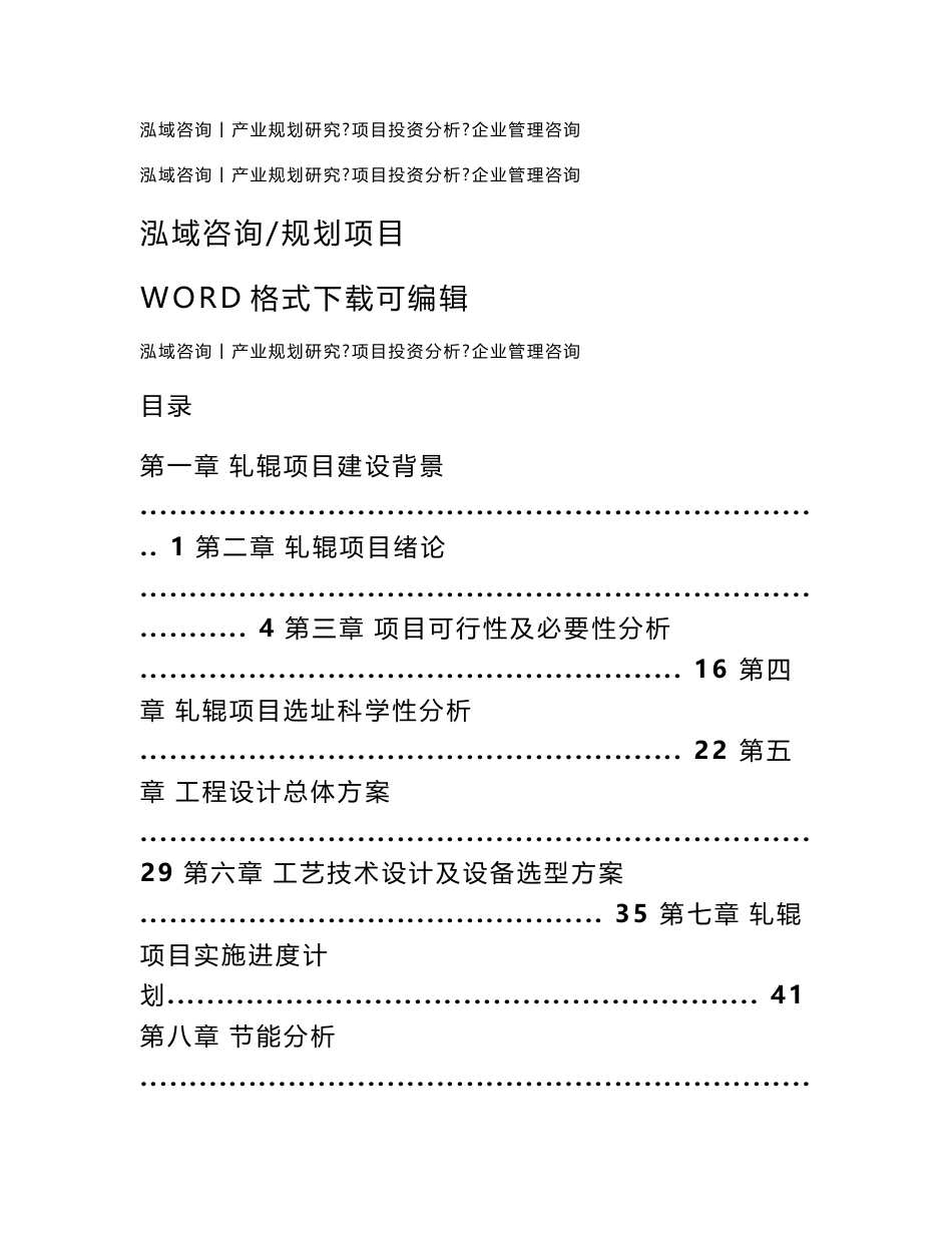 轧辊项目可行性研究报告_第1页