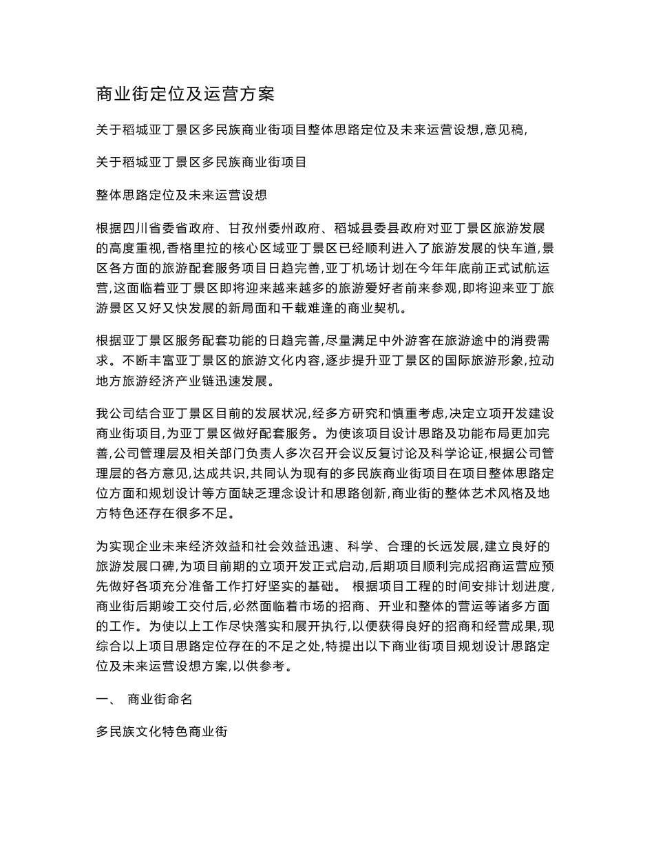 商业街定位和运营方案分析范文_第1页