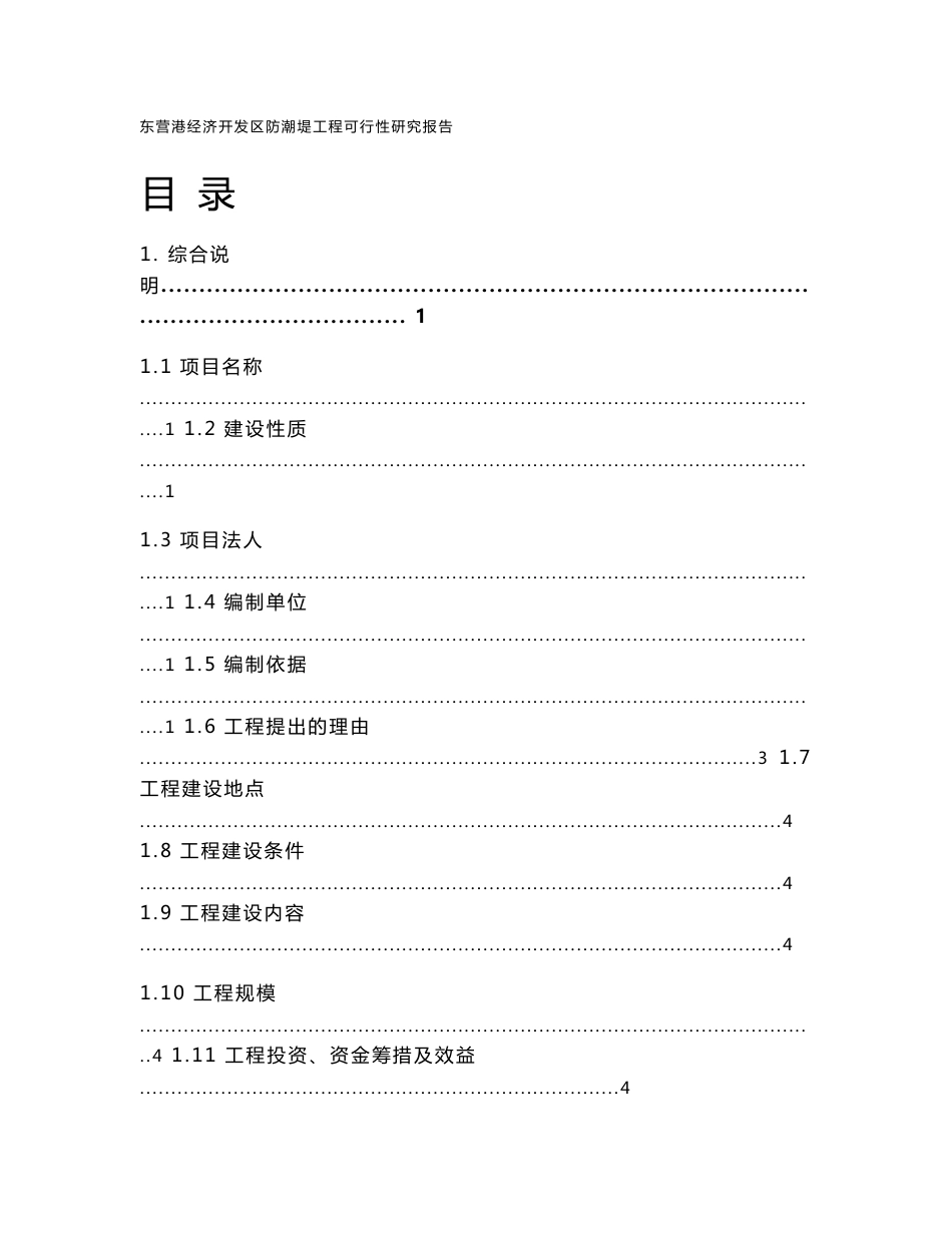 东营港经济开发区防潮堤工程项目可行性研究报告_第1页