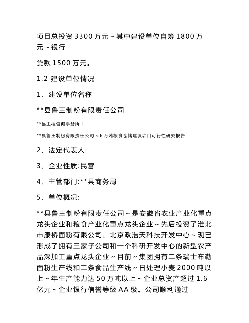 鲁王制粉有限责任公司5.6万吨粮食仓储建设项目可行性研究报告_第2页