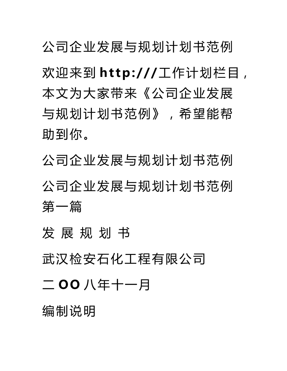 公司企业发展与规划计划书范例_第1页