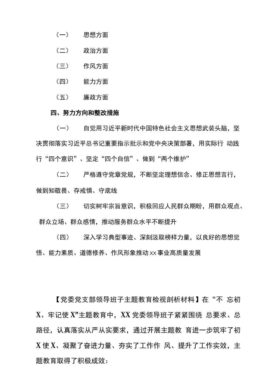 党委党支部领导班子主题教育检视剖析材料  _第2页