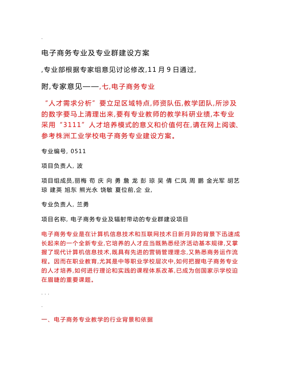 电子商务专业与专业群建设方案设计说明_第1页