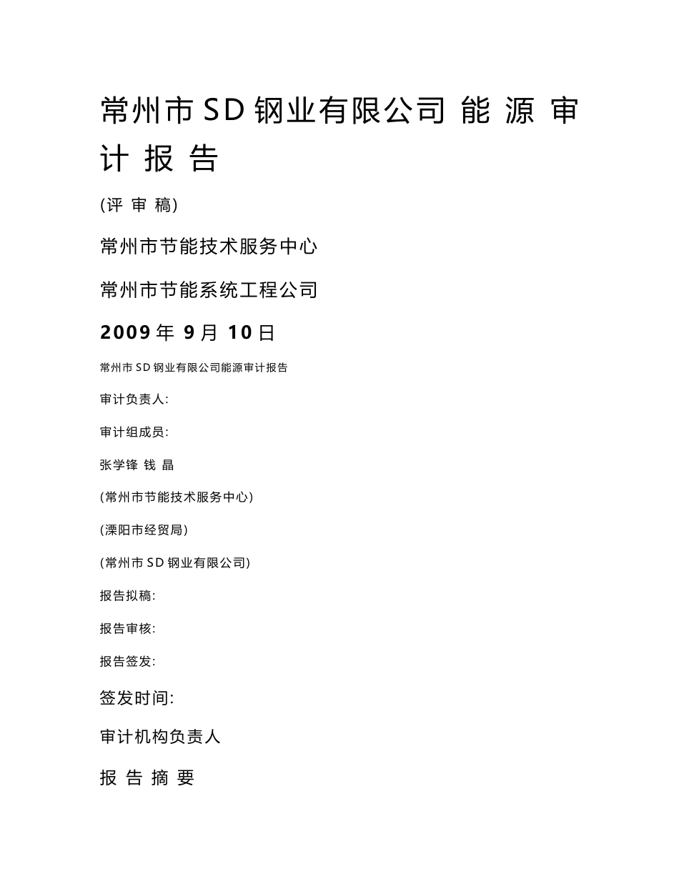 化工、化肥、纸业、水泥、钢铁、印染等行业能源审计报告汇总（经典精品）2_第1页