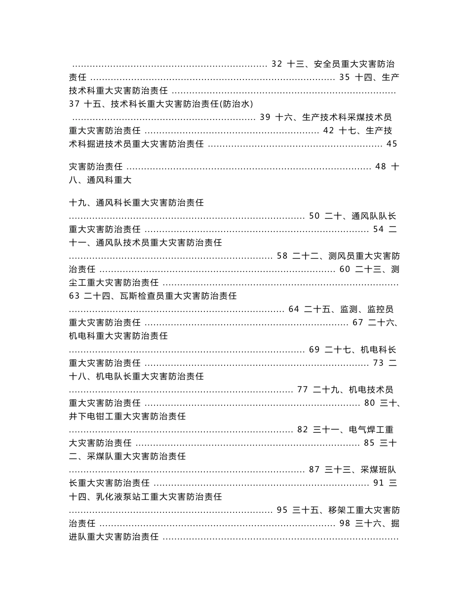 煤矿各管理层和各岗位重大灾害防治责任及重大灾害防治制度_第2页