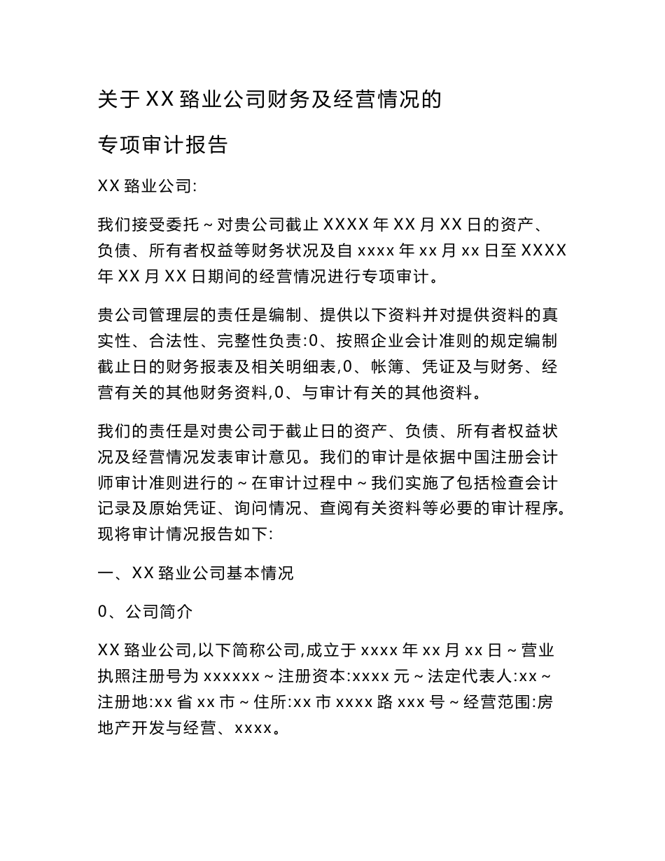 房地产公司专项审计报告_第1页