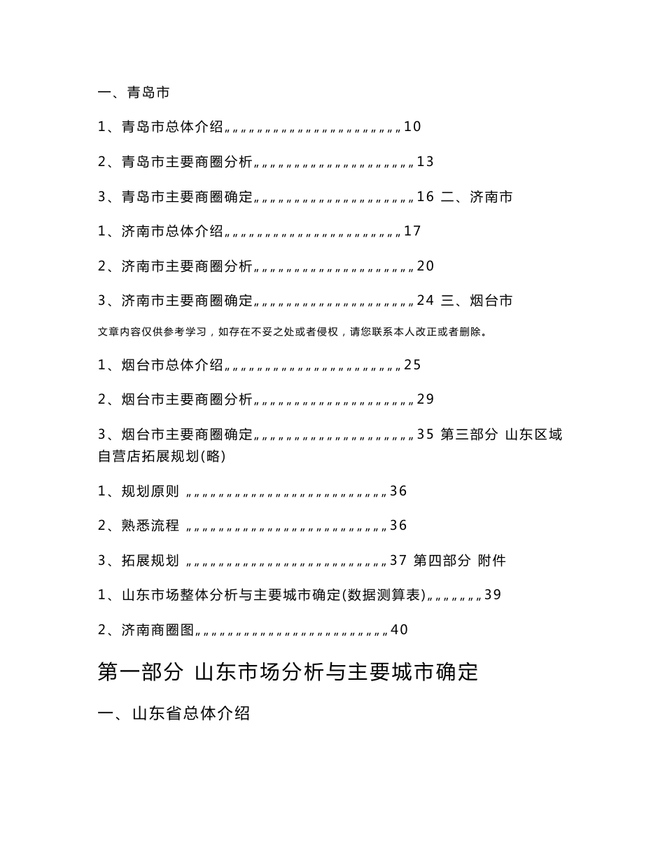 山东市场主要城市商圈商业调查分析报告_第3页