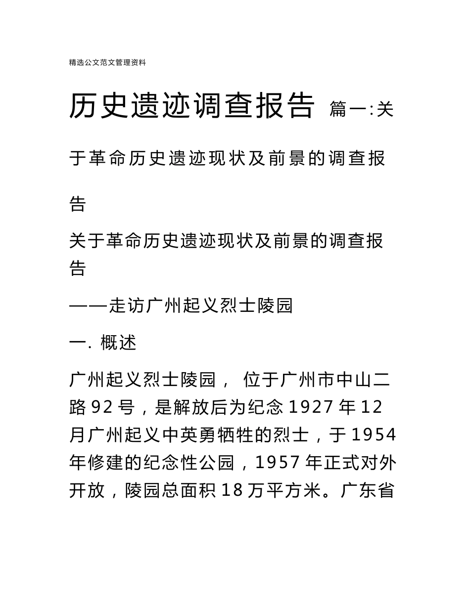 历史遗迹调查报告_第1页