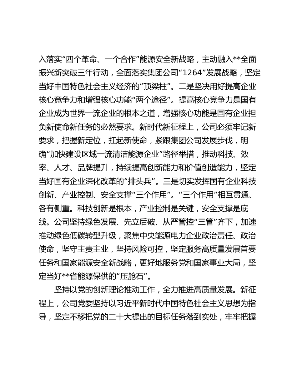 能源行业领导在2024年国有企业高质量发展根本遵循座谈会上的研讨交流发言_第3页