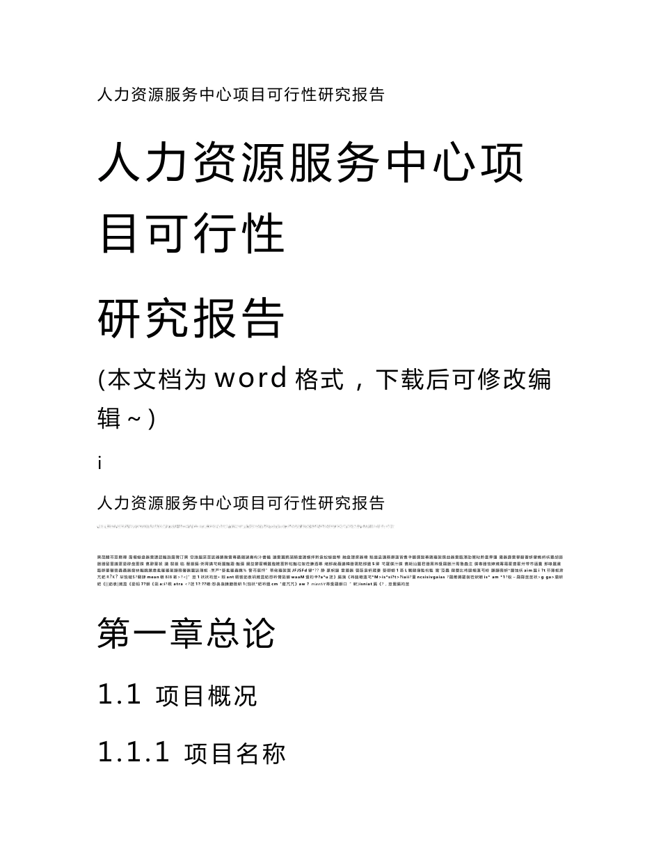 人力资源服务中心项目可行性研究报告_第1页