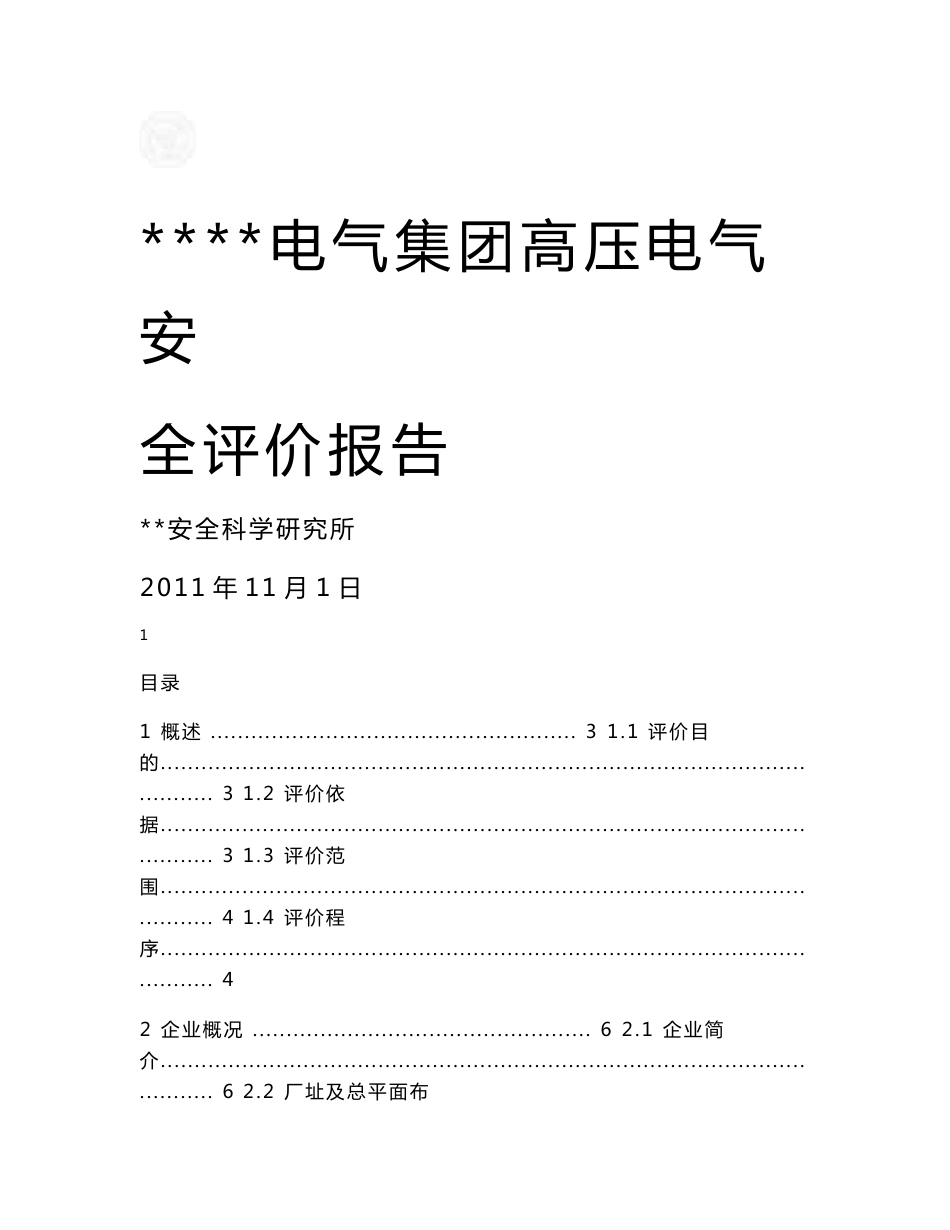 电气集团高压电气安全评价报告_第1页