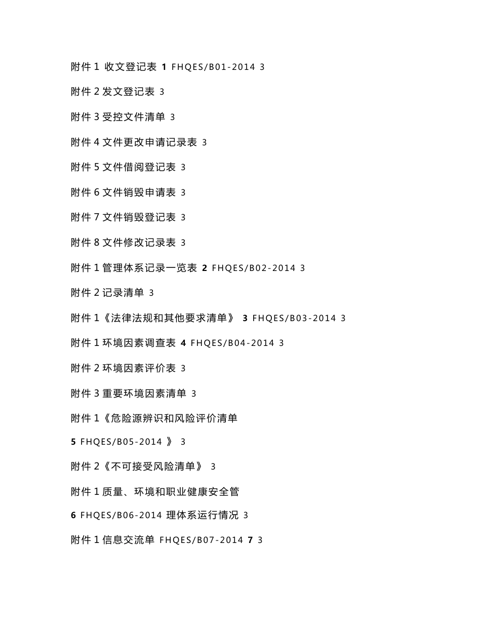 质量、环境、职业健康安全程序文件记录清单_第2页