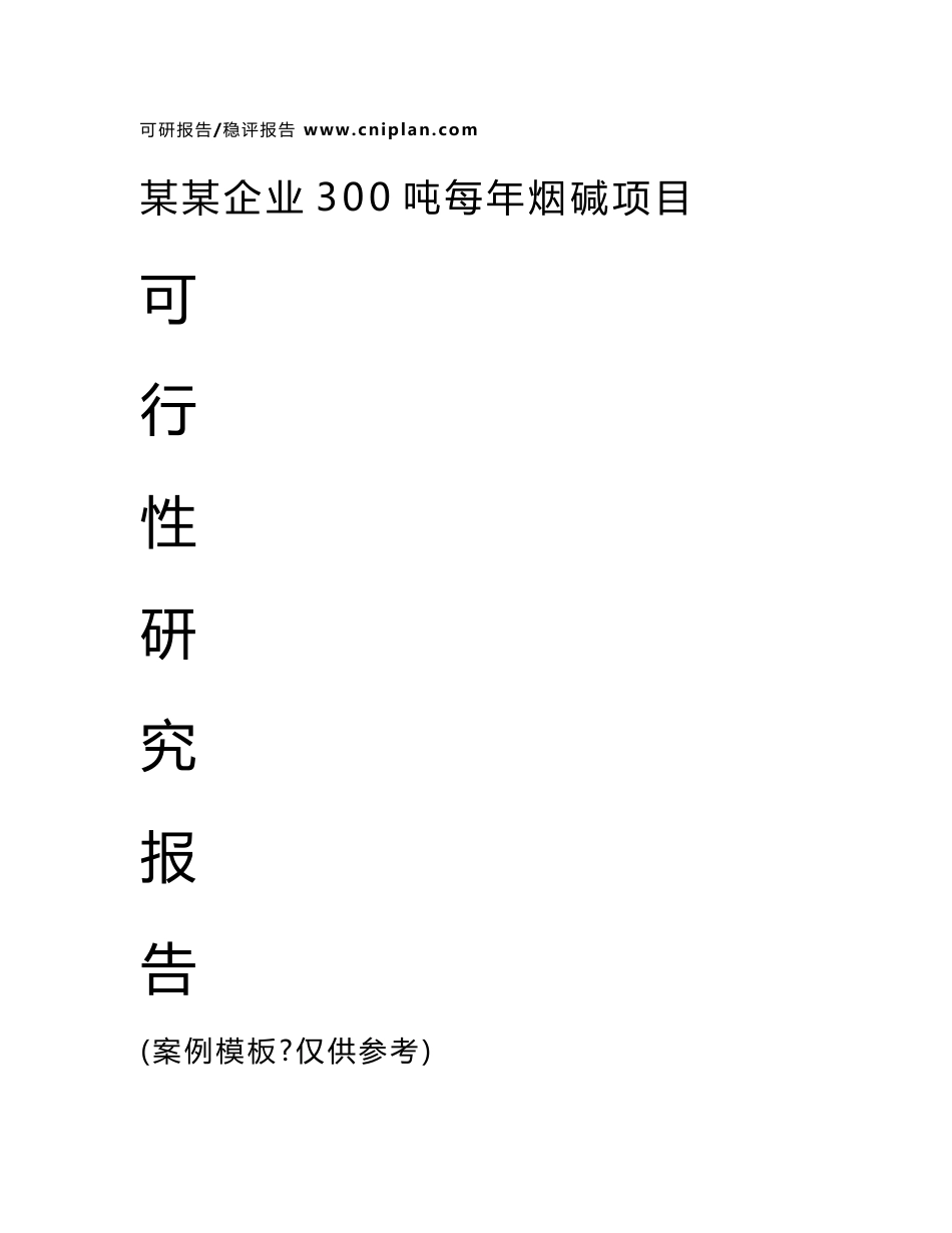 某某企业300吨每年烟碱项目可行性研究报告_第1页