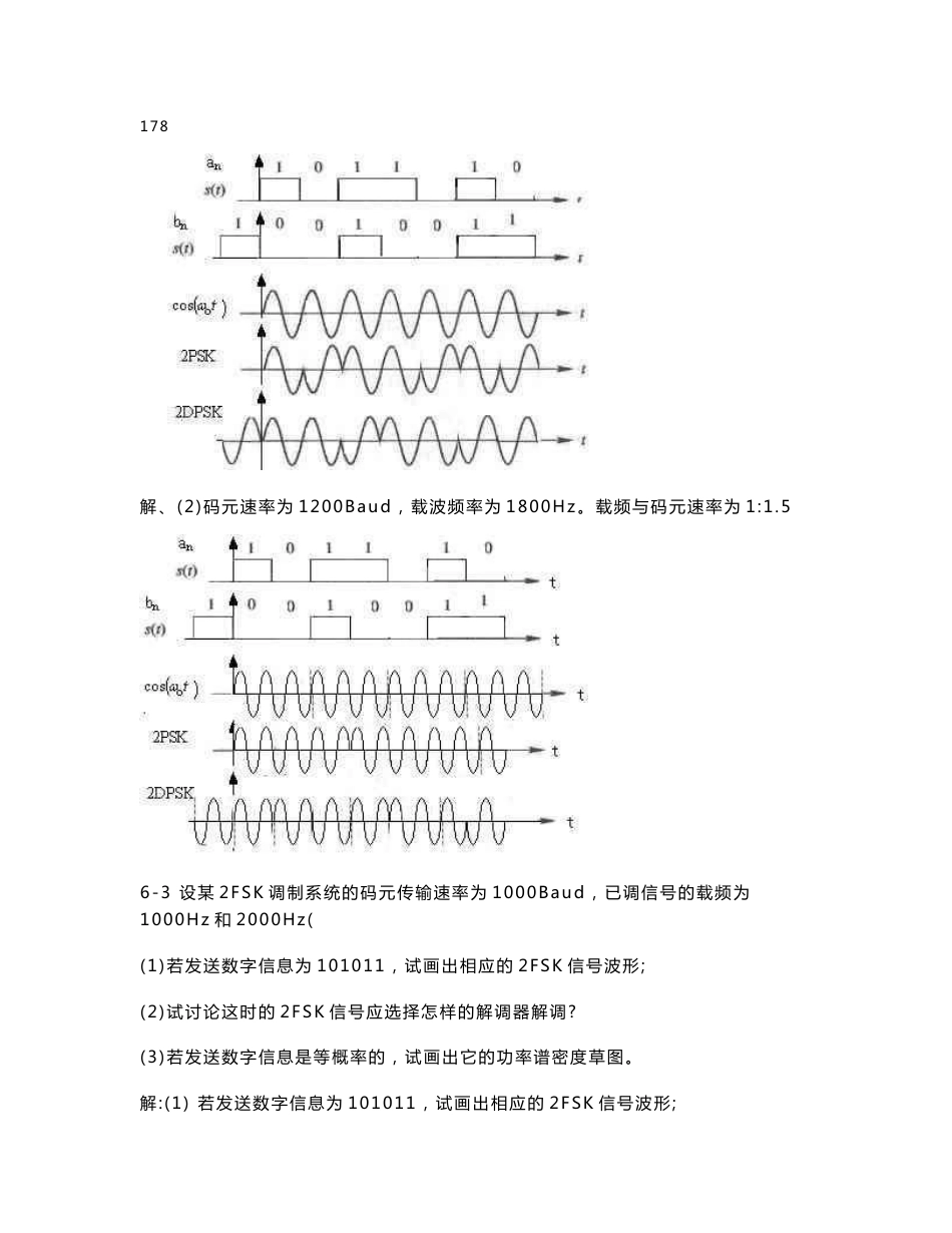 《数字通信电子教案》第六章数字信号的频带传输技术习题及答案_第2页