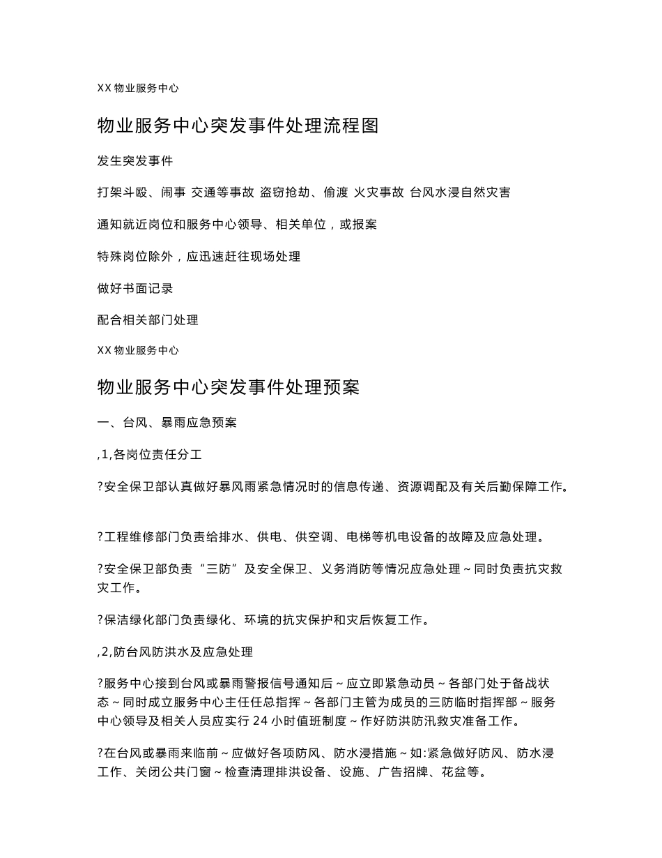 物业服务中心应急预案处理流程_第1页
