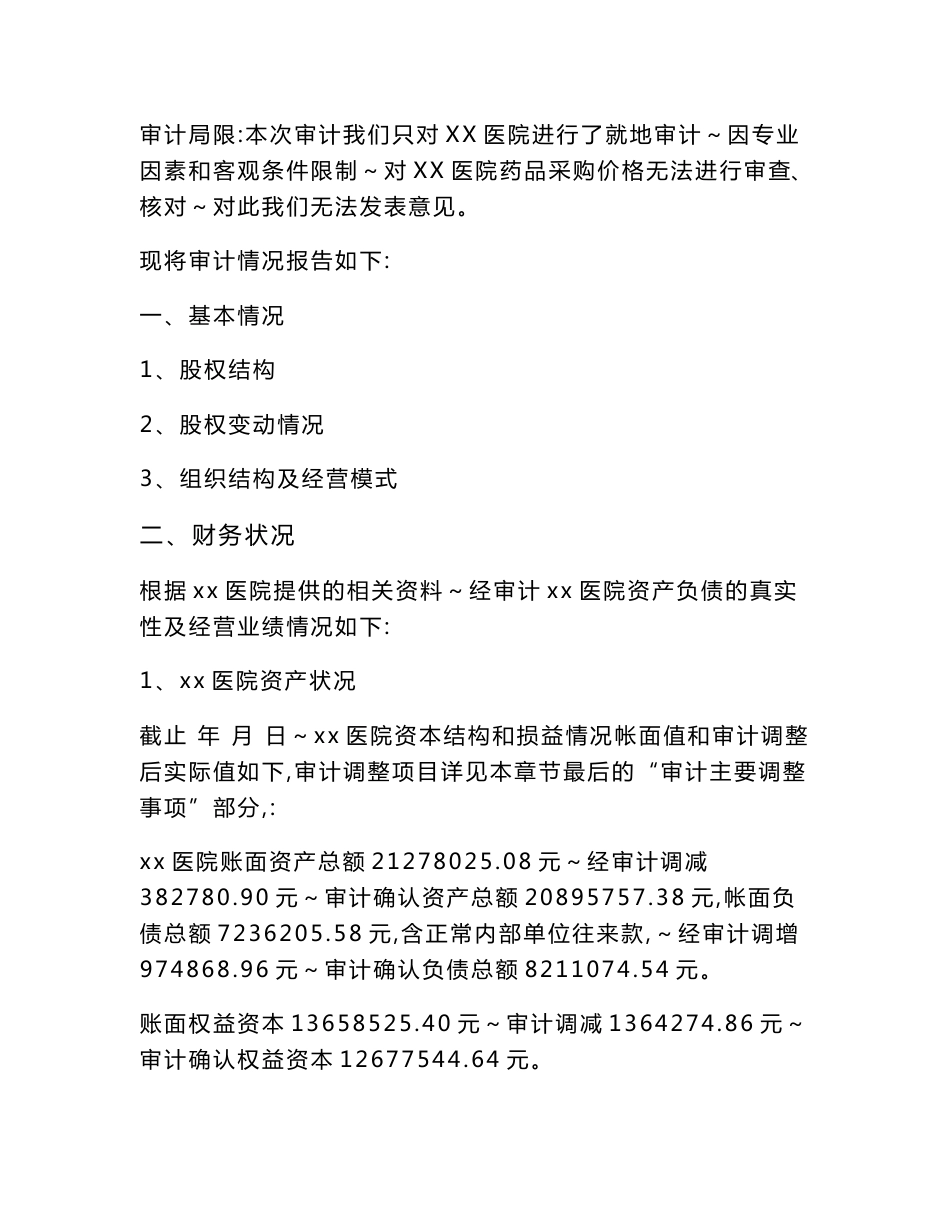 医院审计报告模板_第2页