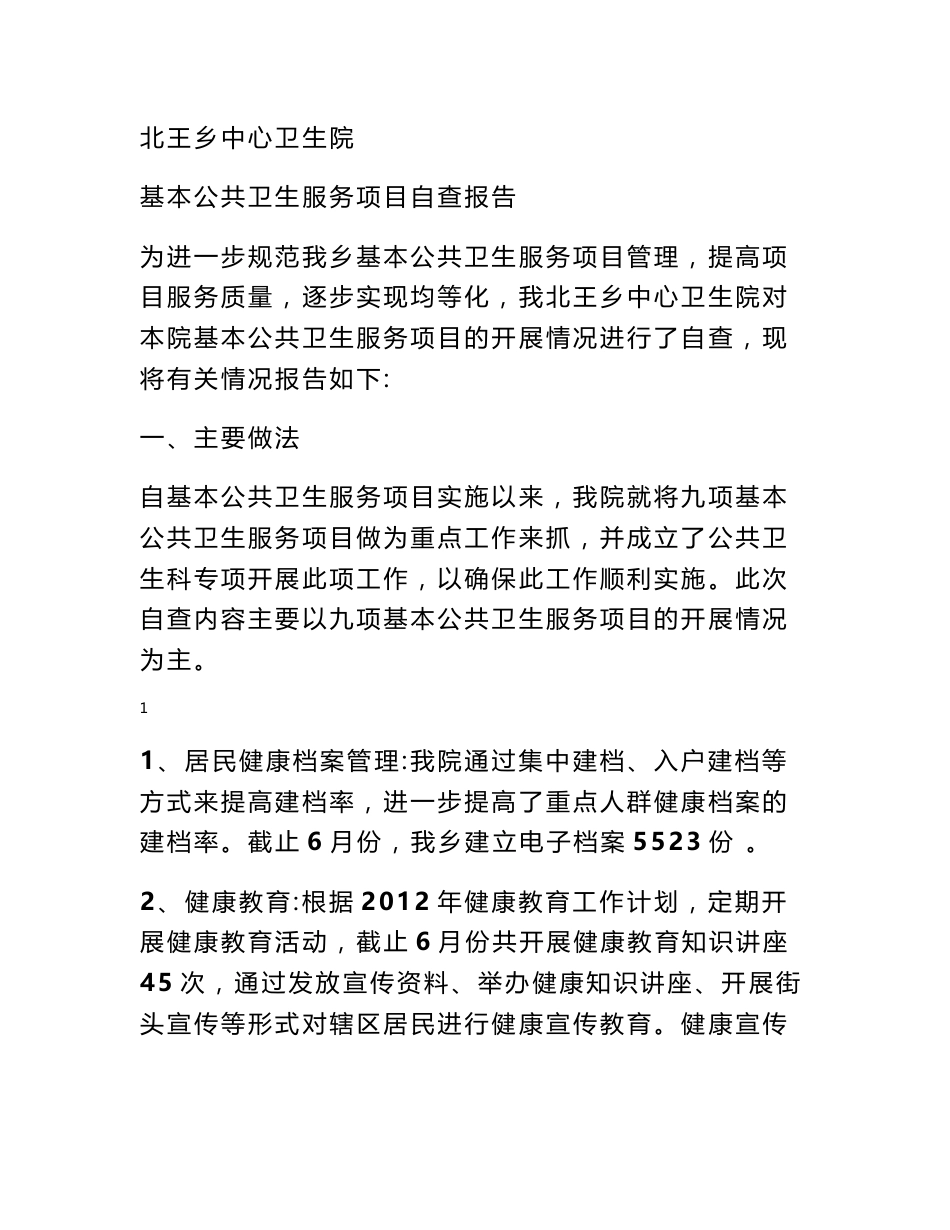 公共卫生服务自查自纠整改报告_第1页