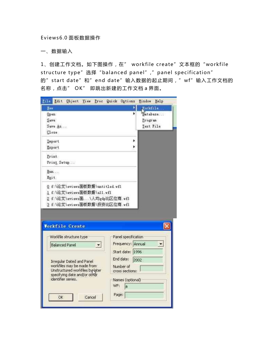 Eviews6.0面板数据操作指南_第1页
