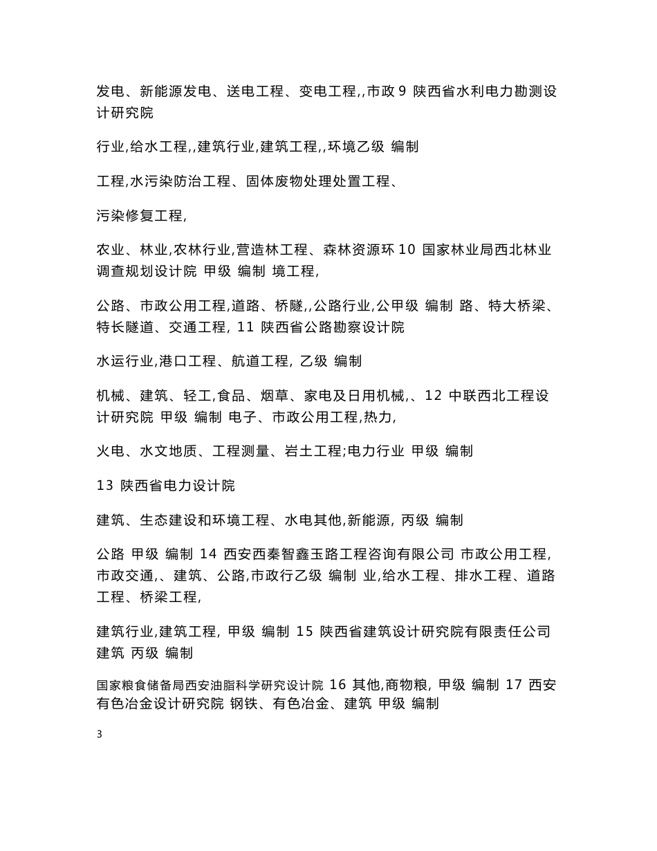 陕西省固定资产投资项目节能评估文件编制机构名录（第一批)和陕西省固定资_第3页