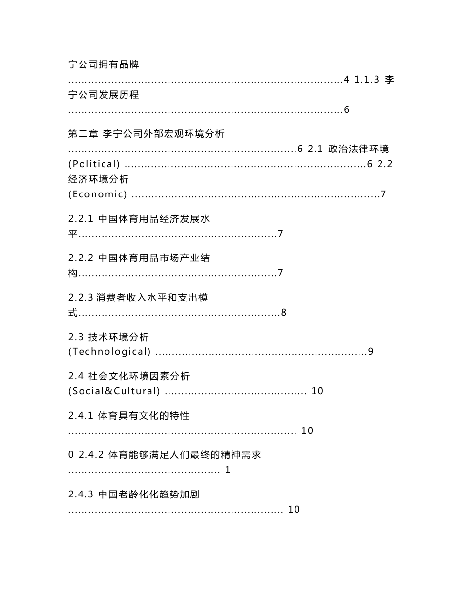 李宁体育用品有限公司战略分析报告（2011最新版）_第2页