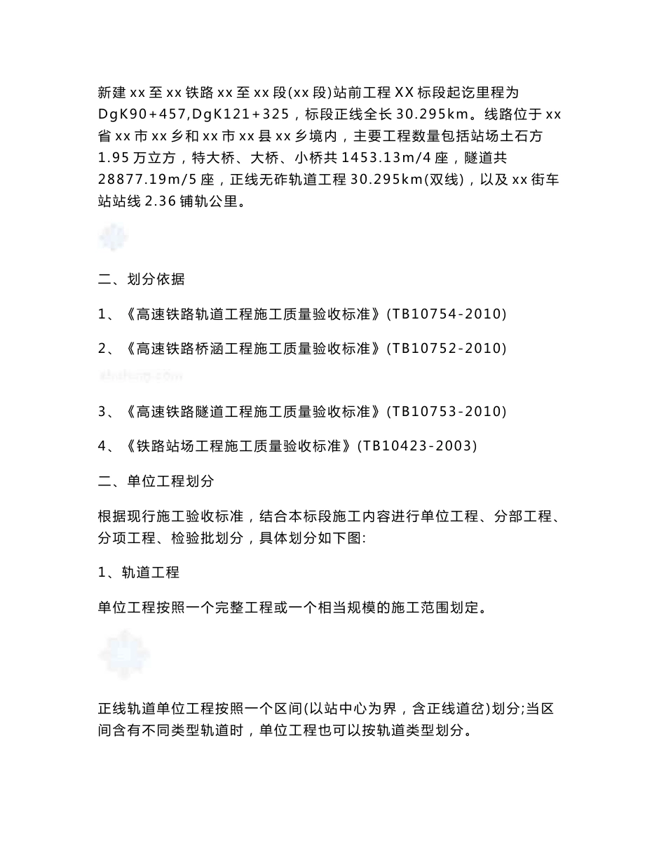 方案新建客运专线单位工程、分部工程、分项工程、检验批划分方案（桥隧轨道）_第3页