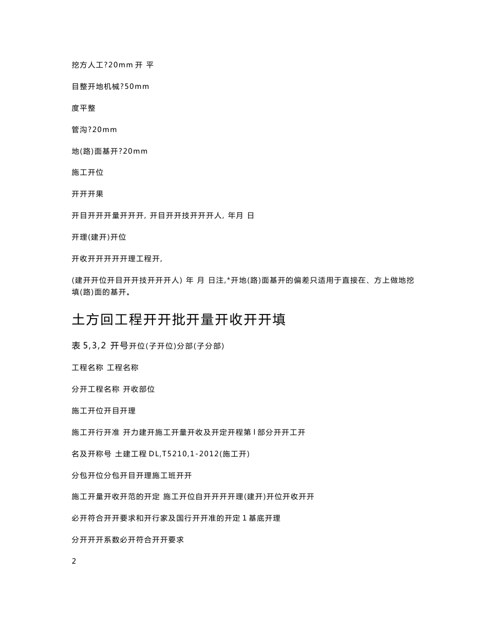 电力建设施工质量验收及评价规程-土建工程检验批表格DLT5210-2012word版_第2页