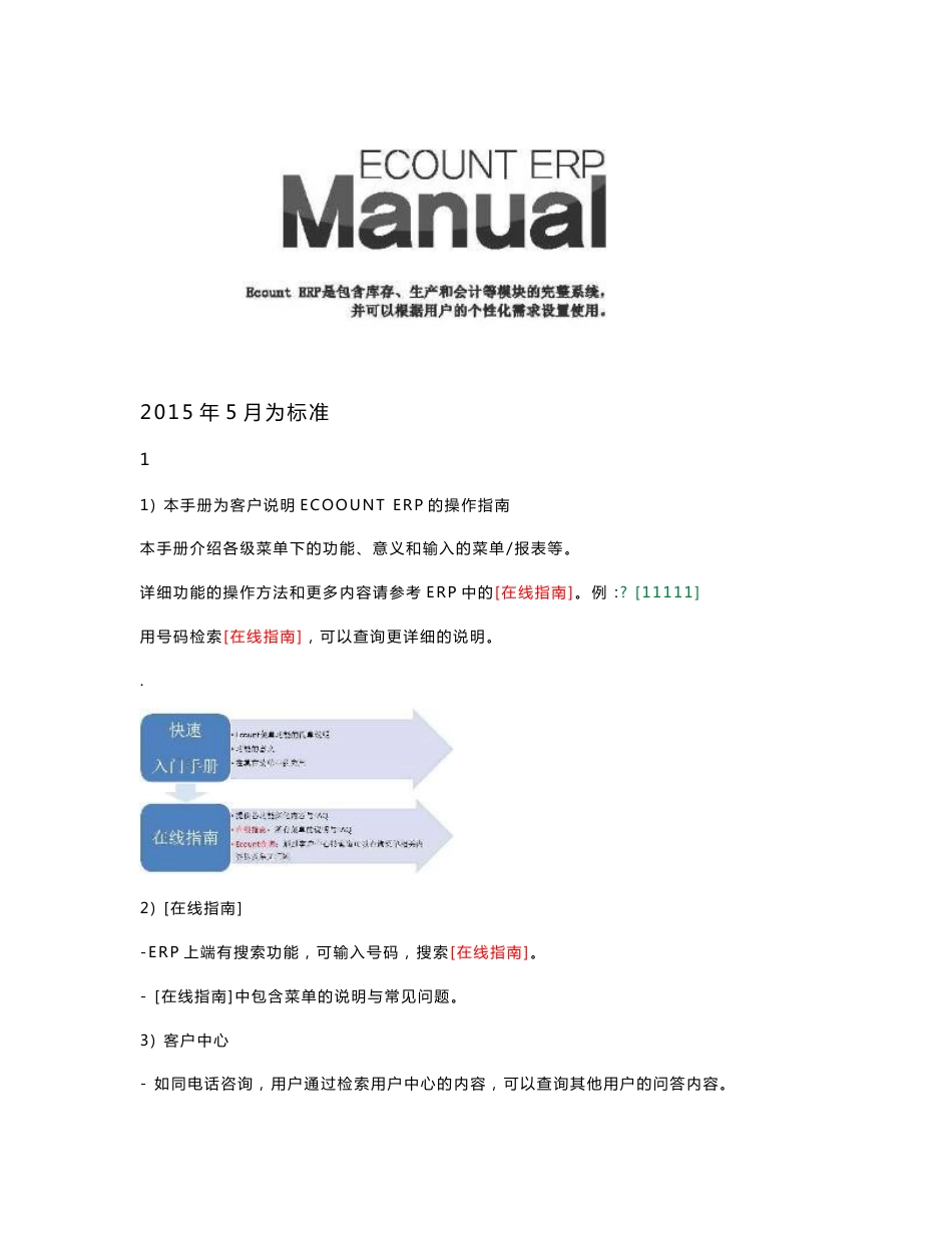 亿看ERP_中文使用指南_2015.05-亿看ERP_第1页