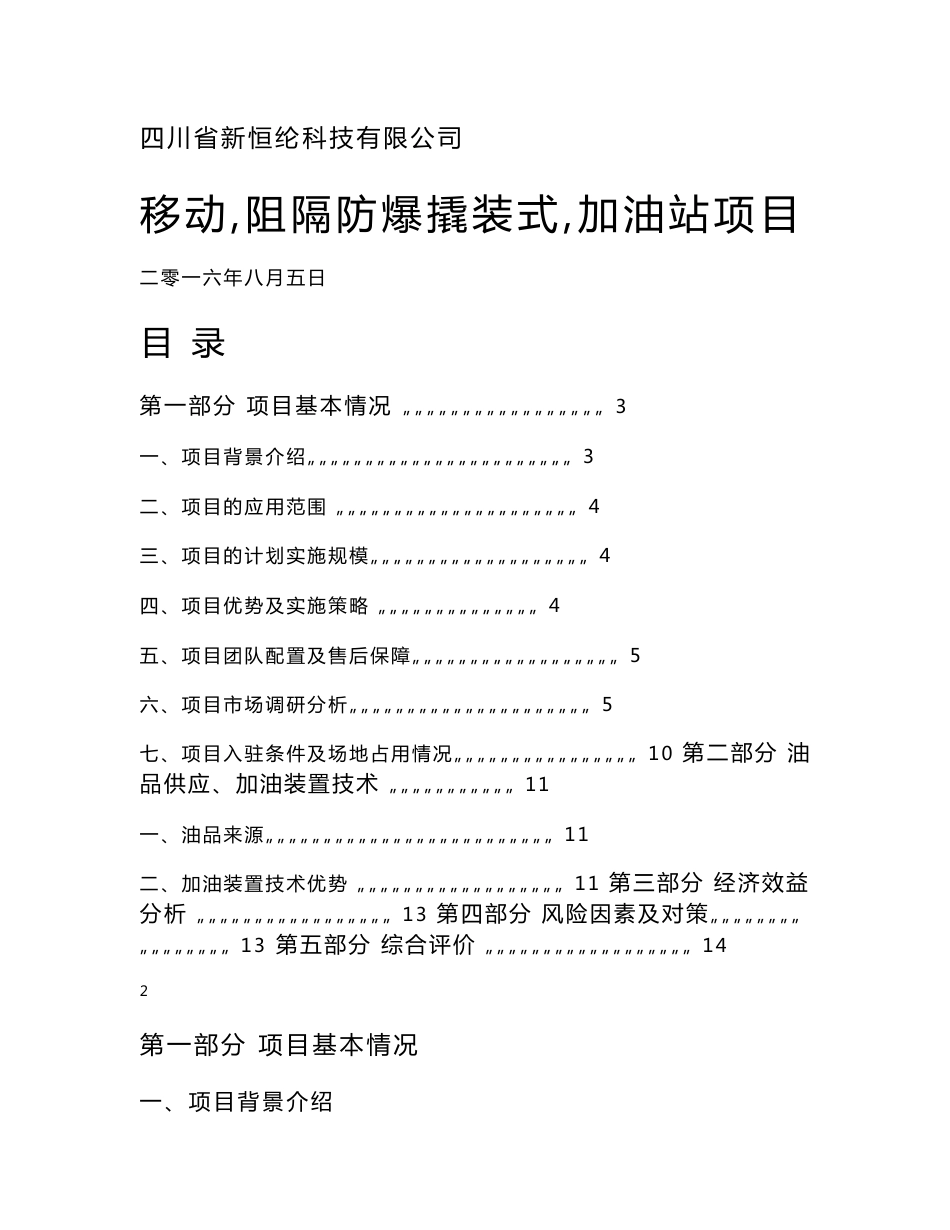 新恒纶移动加油站项目可行性报告_第1页