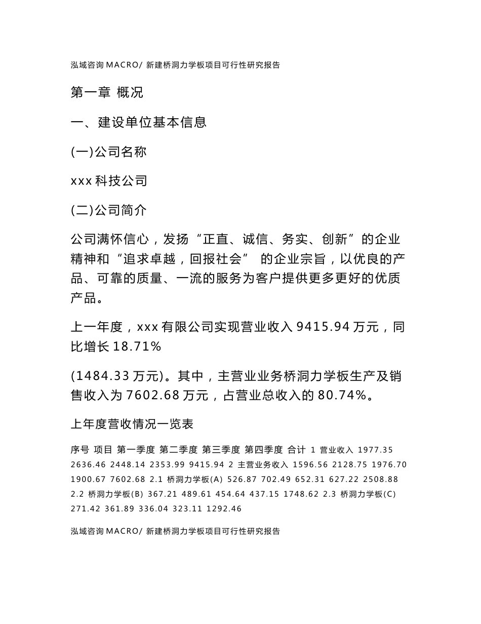 新建桥洞力学板项目可行性研究报告范本立项申请分析_第1页